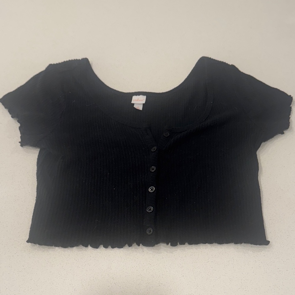 Colsie Black Ribbed Crop Top
